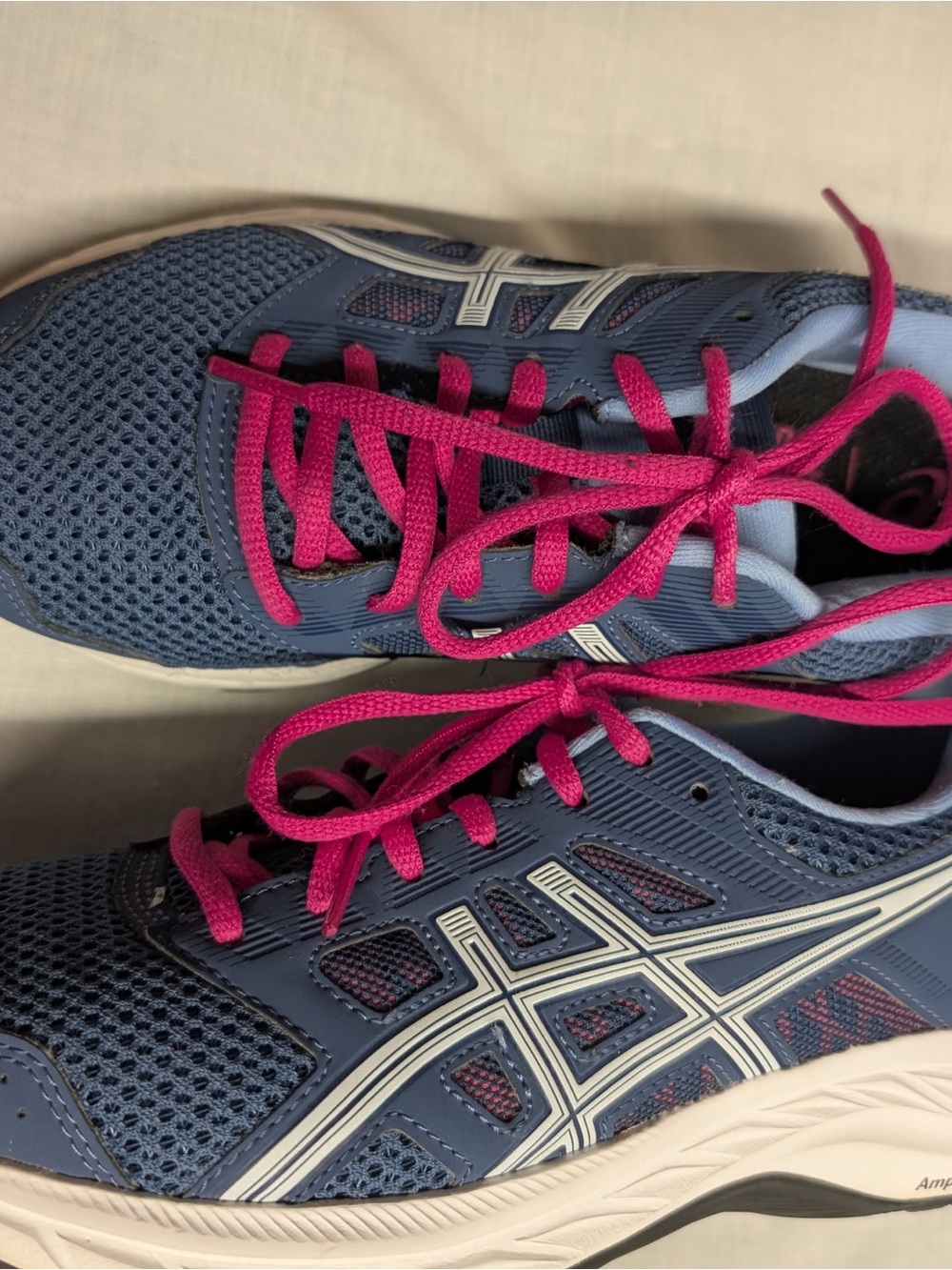 Asics Women’s Athletic Shoes in Blue with Pink Laces